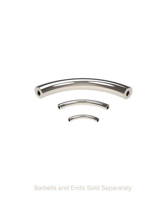 Titanium threaded curved barbell